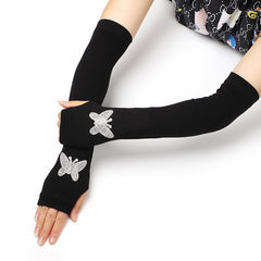 Y2K Hip Hop Knitted Fingerless Gloves for Women