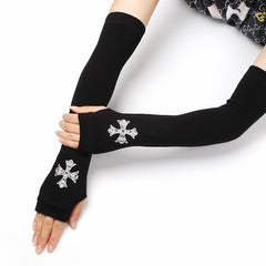 Y2K Hip Hop Knitted Fingerless Gloves for Women