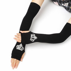 Y2K Hip Hop Knitted Fingerless Gloves for Women