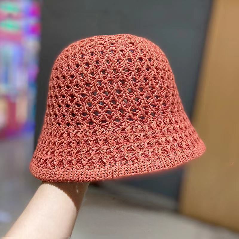 Foldable Hollow Out Sun Hat Casual Solid Cloche Hats Bucket Hat For Women