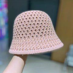Foldable Hollow Out Sun Hat Casual Solid Cloche Hats Bucket Hat For Women