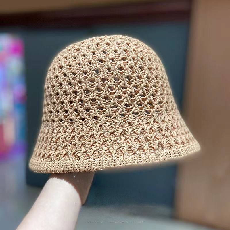 Foldable Hollow Out Sun Hat Casual Solid Cloche Hats Bucket Hat For Women