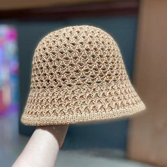 Foldable Hollow Out Sun Hat Casual Solid Cloche Hats Bucket Hat For Women