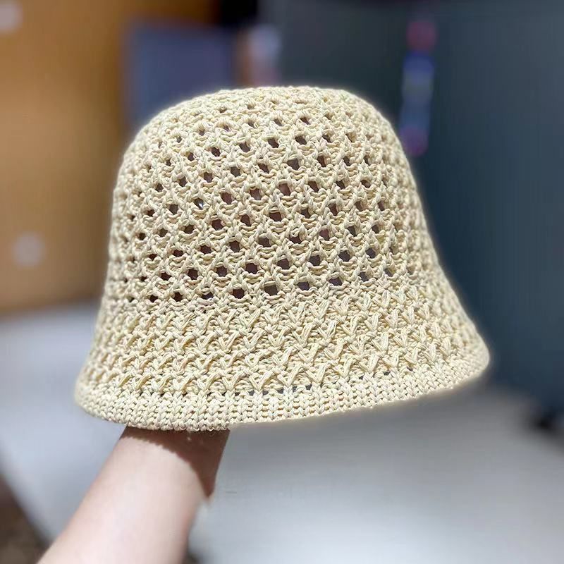 Foldable Hollow Out Sun Hat Casual Solid Cloche Hats Bucket Hat For Women