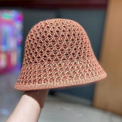 Foldable Hollow Out Sun Hat Casual Solid Cloche Hats Bucket Hat For Women