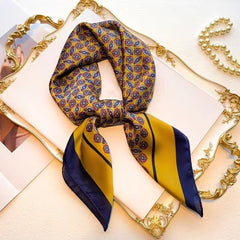 Boho Full Print Plaid Satin Bandana Women Silk Scarf Head Wrap