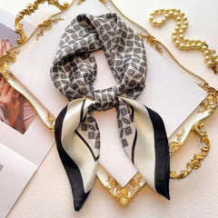 Boho Full Print Plaid Satin Bandana Women Silk Scarf Head Wrap