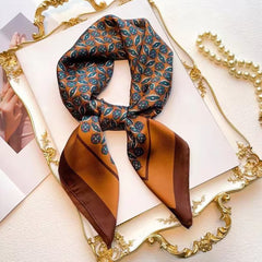 Boho Full Print Plaid Satin Bandana Women Silk Scarf Head Wrap