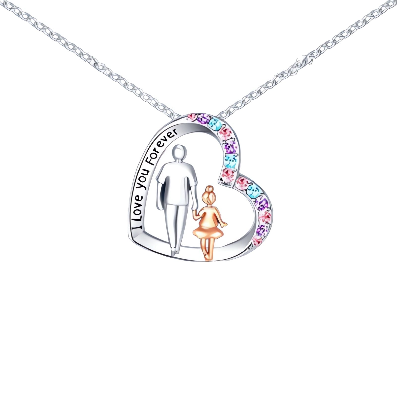 Creative Heart Daughter And Father Pendant Necklace