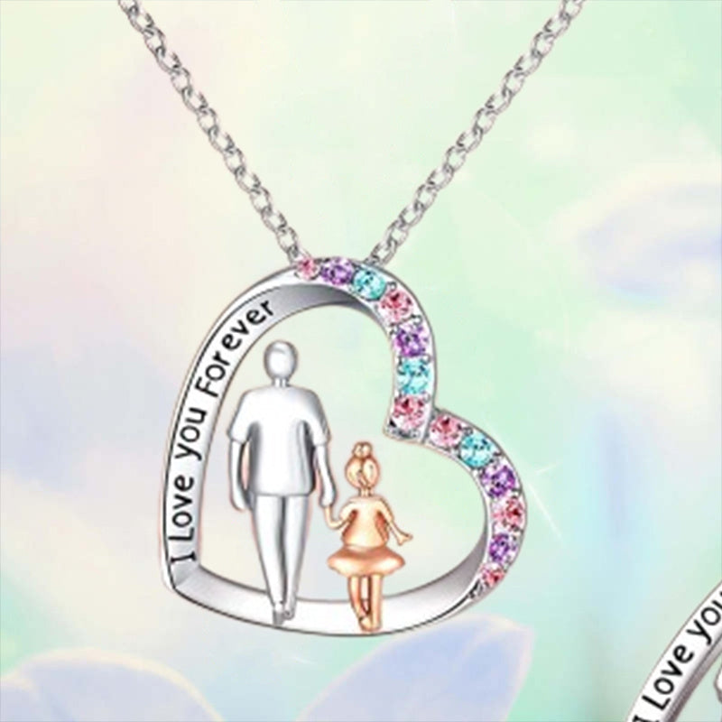 Creative Heart Daughter And Father Pendant Necklace