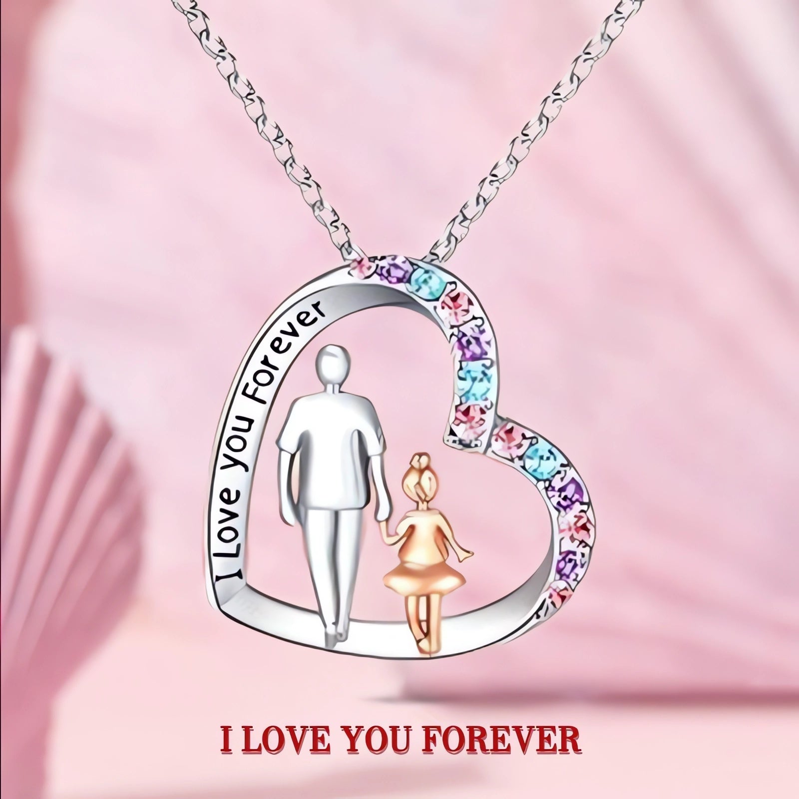 Creative Heart Daughter And Father Pendant Necklace