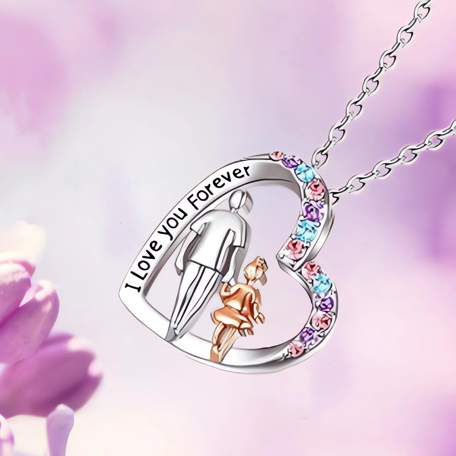 Creative Heart Daughter And Father Pendant Necklace