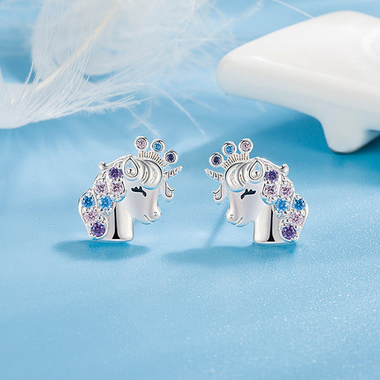 Colorful Unicorn Stud Earrings for Girls