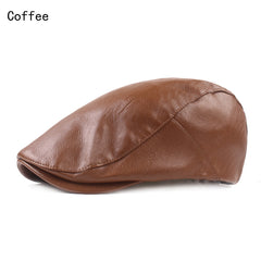 Men Leather Beret Hat Vintage Male Flat Caps Driver Hats Man Berets