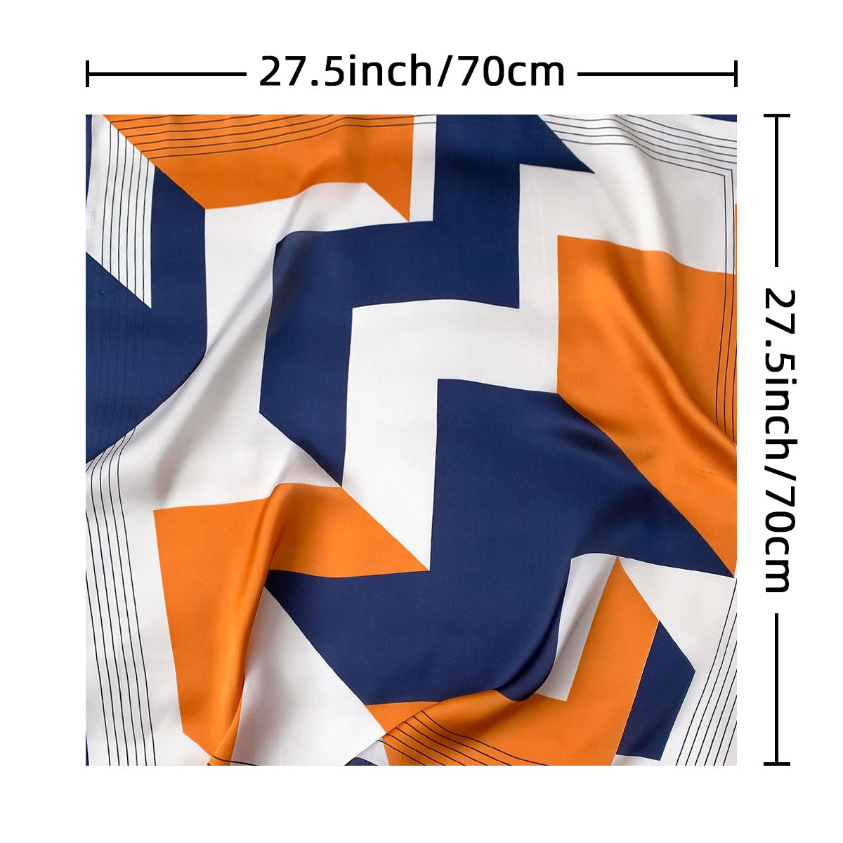Block Print Square Scarf Satin Bandana Neckerchief Women Silk Head Wrap