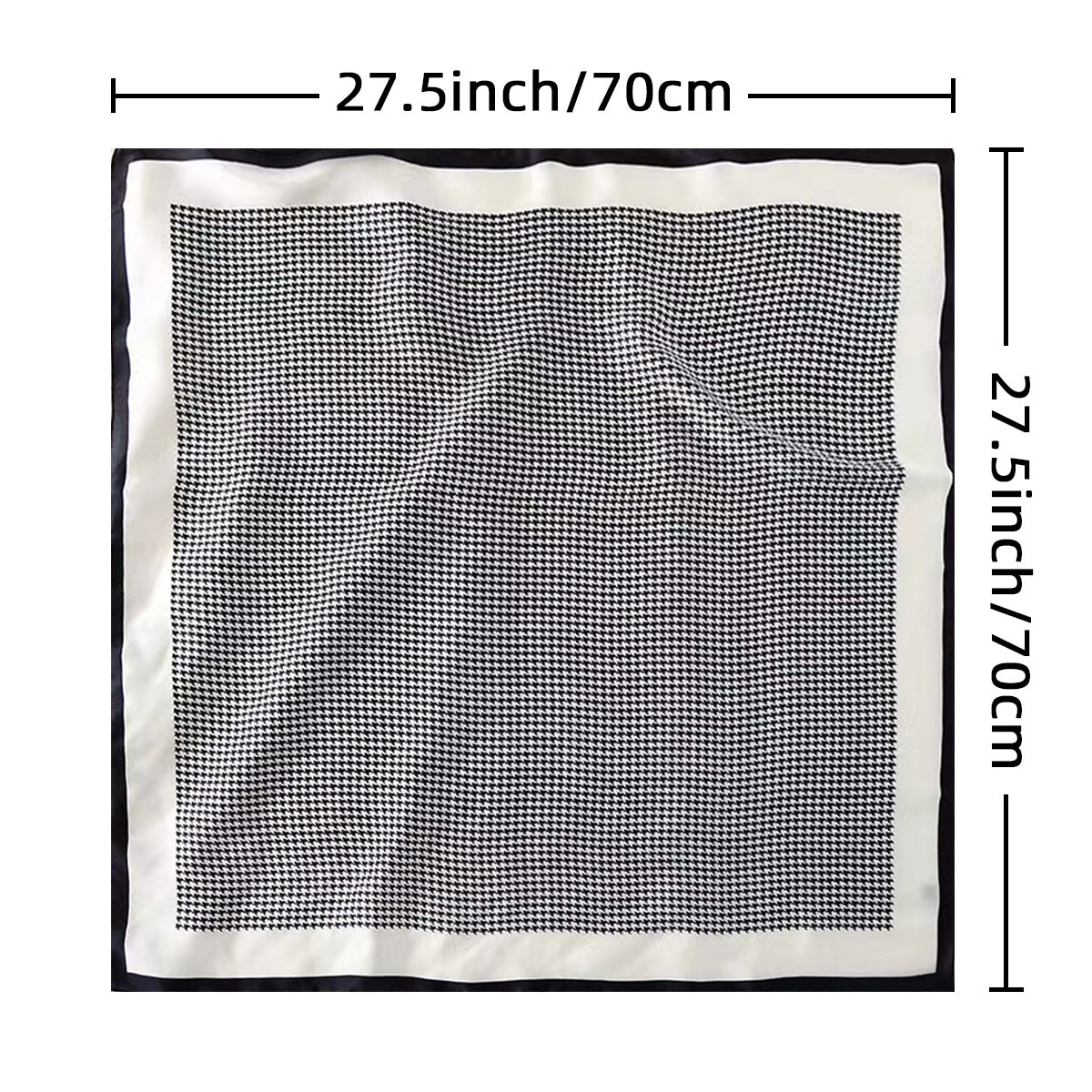 Houndstooth Print Square Scarf Satin Bandana Neckerchief Women Head Wrap