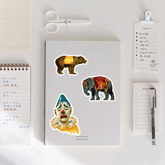 50pcs Retro Circus Waterproof Decoration Stickers for Children Diy Stationery
