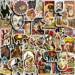 50pcs Retro Circus Waterproof Decoration Stickers for Children Diy Stationery