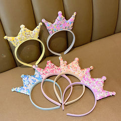Princess Crown Headband Sparkling Sequined Glitter Hair Band for Kids