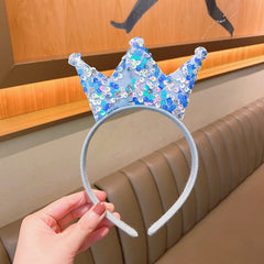 Princess Crown Headband Sparkling Sequined Glitter Hair Band for Kids