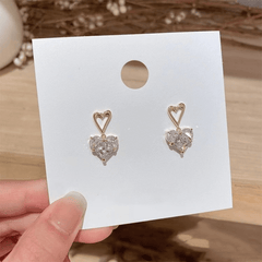 Heart Shaped Zircon Pendant Stud Earrings Gift for Girls