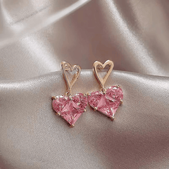 Heart Shaped Zircon Pendant Stud Earrings Gift for Girls