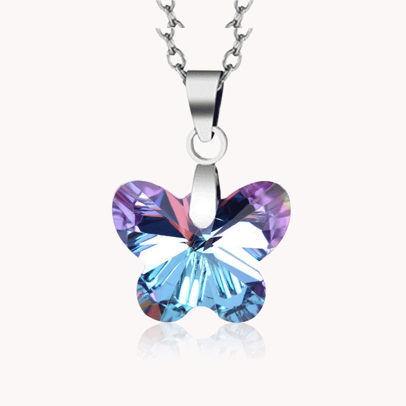 Crystal Butterfly Pendant Necklace And Fashionable Jewelry for Girls