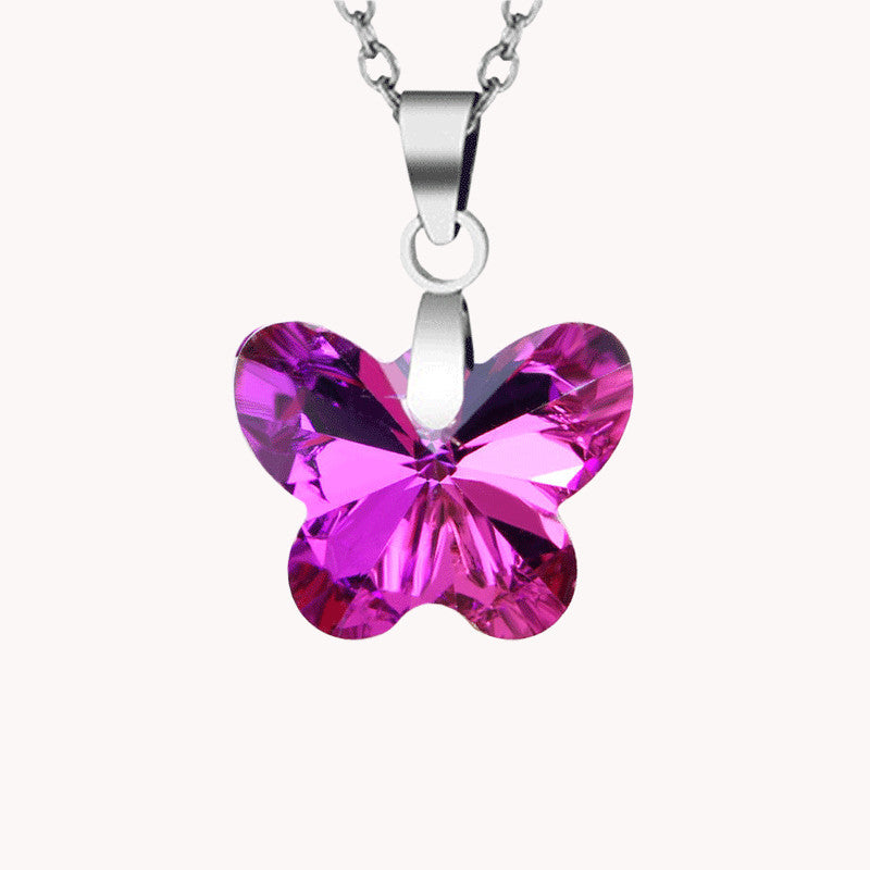Crystal Butterfly Pendant Necklace And Fashionable Jewelry for Girls