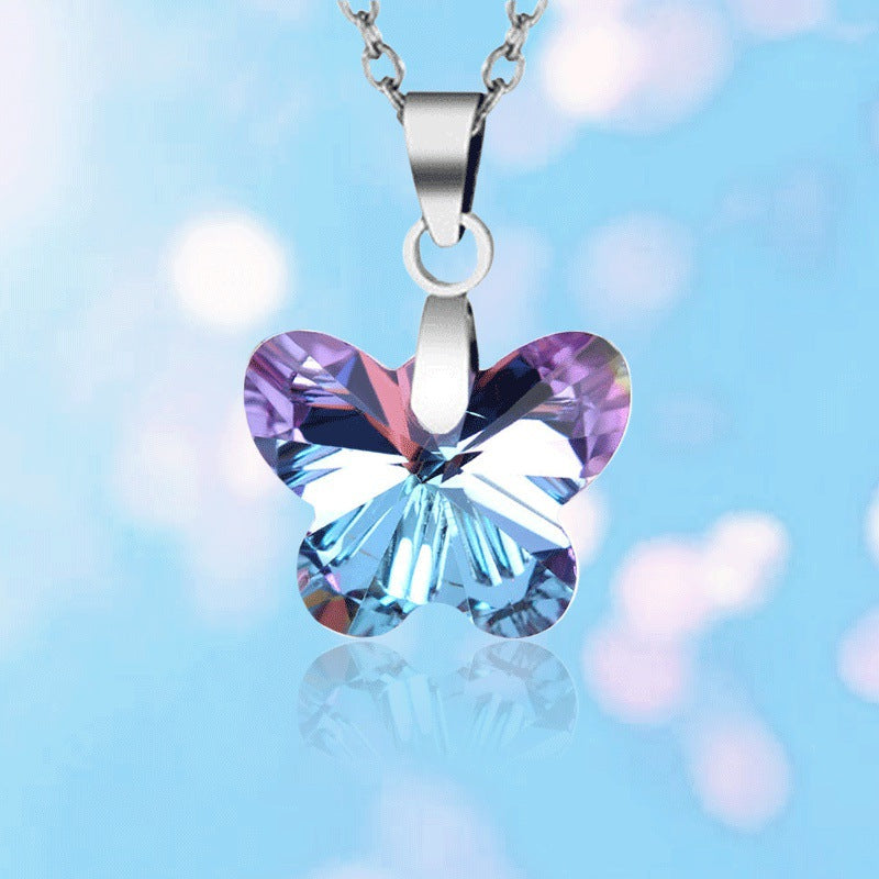 Crystal Butterfly Pendant Necklace And Fashionable Jewelry for Girls
