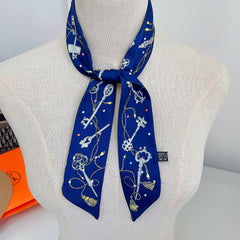 Lock & Key Neckerchief Long Hair Ribbon Skinny Scarf Headband Sash Belt