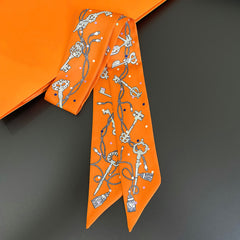 Lock & Key Neckerchief Long Hair Ribbon Skinny Scarf Headband Sash Belt