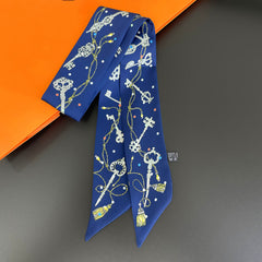 Lock & Key Neckerchief Long Hair Ribbon Skinny Scarf Headband Sash Belt