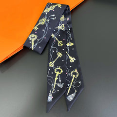 Lock & Key Neckerchief Long Hair Ribbon Skinny Scarf Headband Sash Belt
