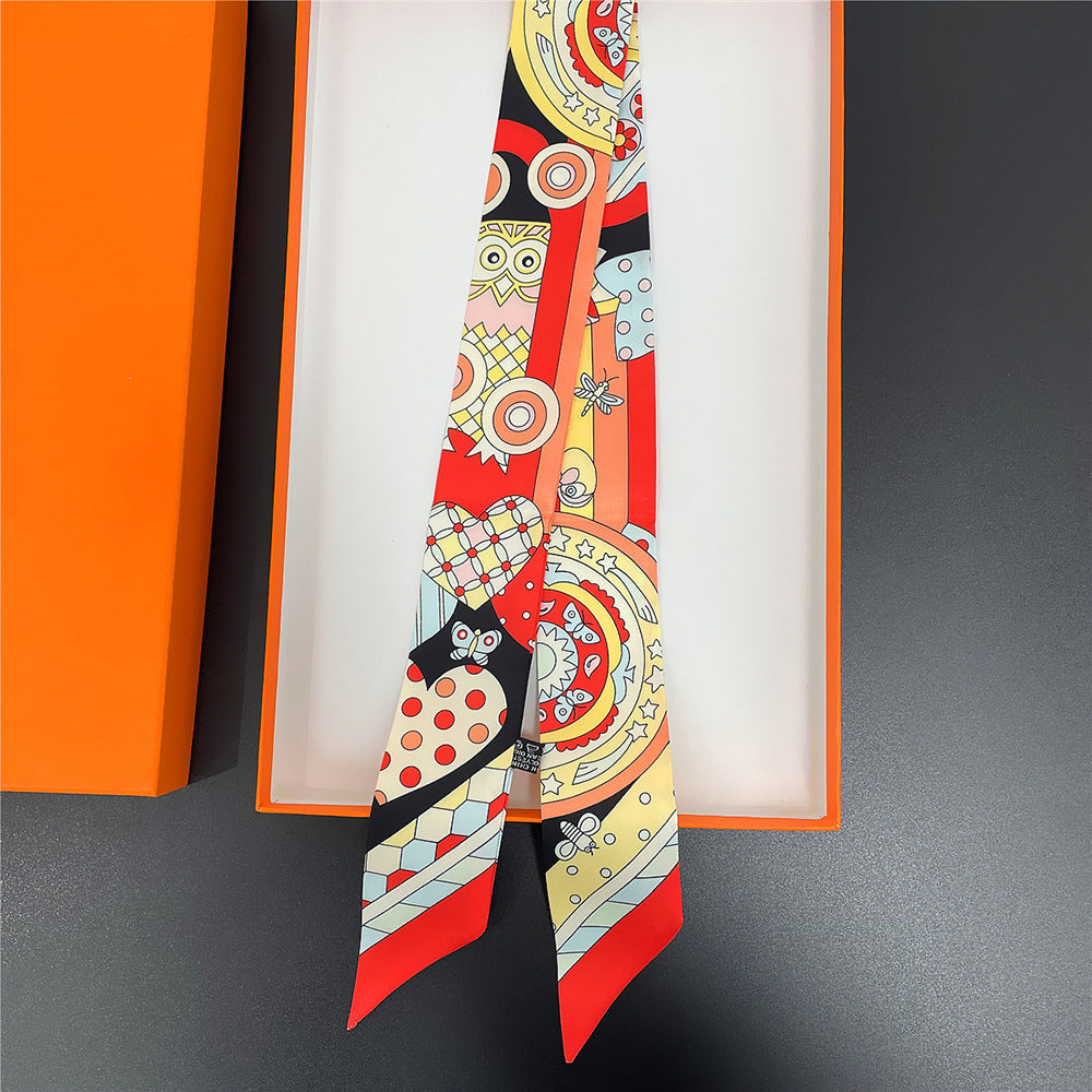 Graphic Neckerchief Long Hair Ribbon Skinny Scarf Headband Sash Belt