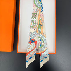 Graphic Neckerchief Long Hair Ribbon Skinny Scarf Headband Sash Belt