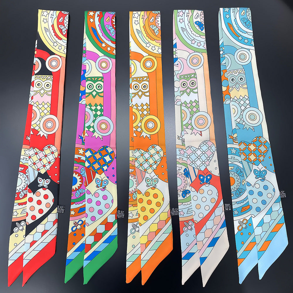 Graphic Neckerchief Long Hair Ribbon Skinny Scarf Headband Sash Belt