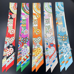 Graphic Neckerchief Long Hair Ribbon Skinny Scarf Headband Sash Belt