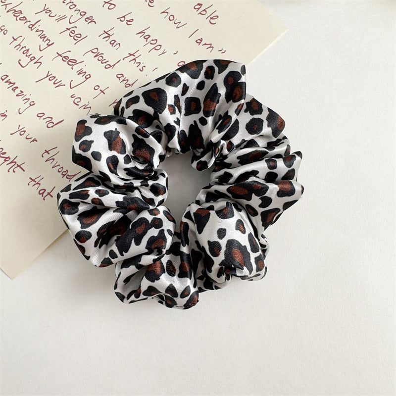 Leopard Print Fabric Large Scrunchie Hair Tie Elastic Hair Rope Hair Accessories