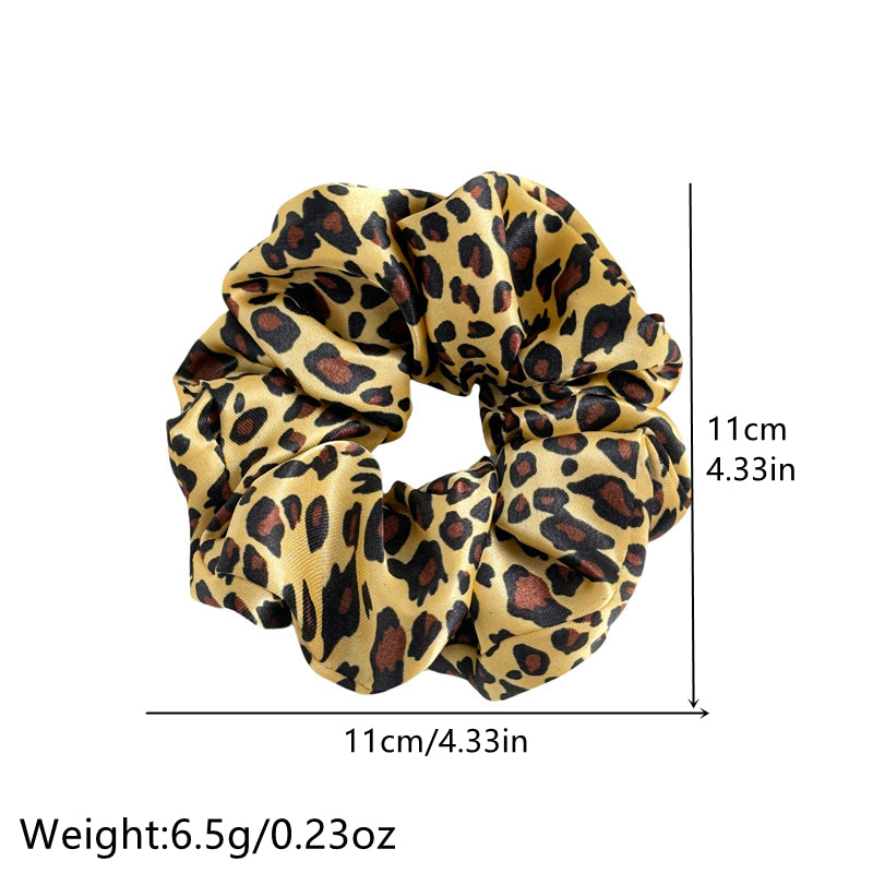 Leopard Print Fabric Large Scrunchie Hair Tie Elastic Hair Rope Hair Accessories