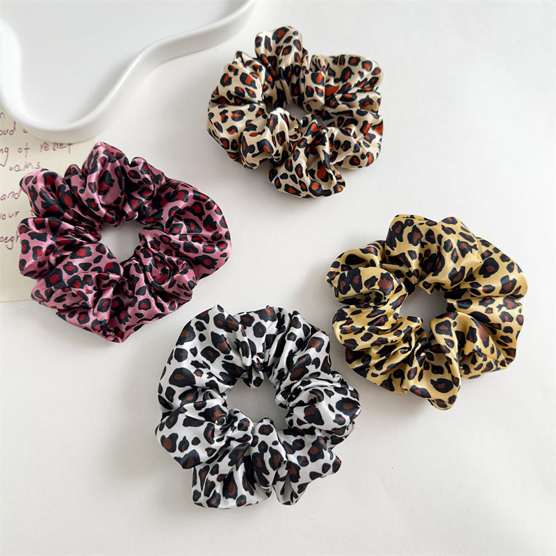 Leopard Print Fabric Large Scrunchie Hair Tie Elastic Hair Rope Hair Accessories