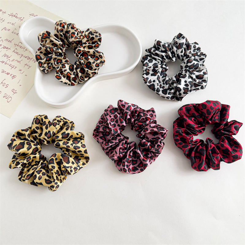 Leopard Print Fabric Large Scrunchie Hair Tie Elastic Hair Rope Hair Accessories