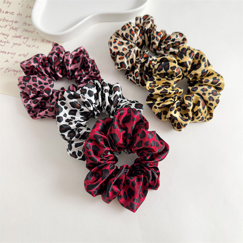 Leopard Print Fabric Large Scrunchie Hair Tie Elastic Hair Rope Hair Accessories