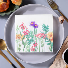 20-Piece Wildflower Printed Napkin Set for Parties & Restaurants