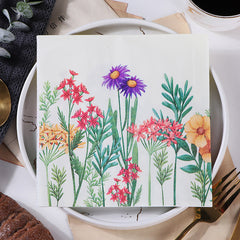 20-Piece Wildflower Printed Napkin Set for Parties & Restaurants
