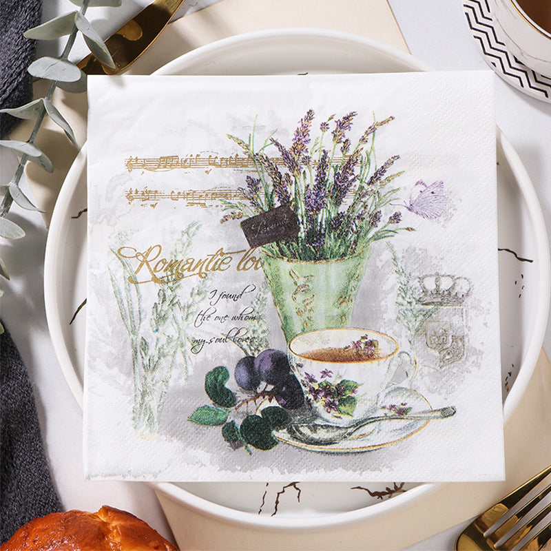 Colorful Lavender Napkin Tissue Set for Coffee Cups, Parties, and Restaurants