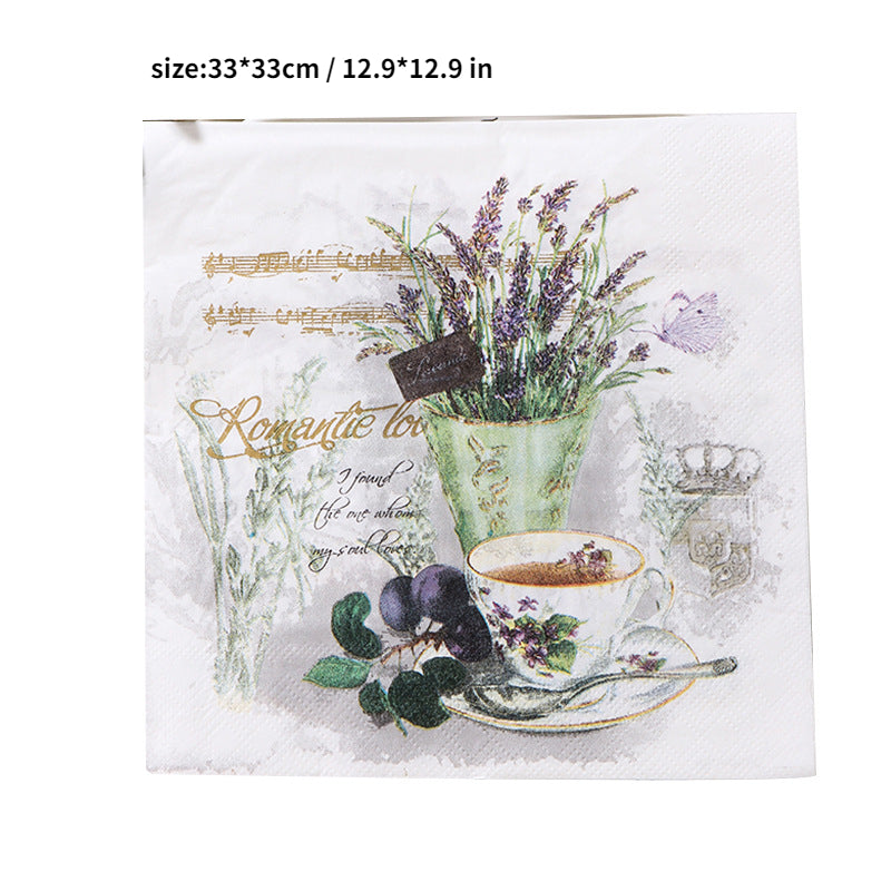 Colorful Lavender Napkin Tissue Set for Coffee Cups, Parties, and Restaurants