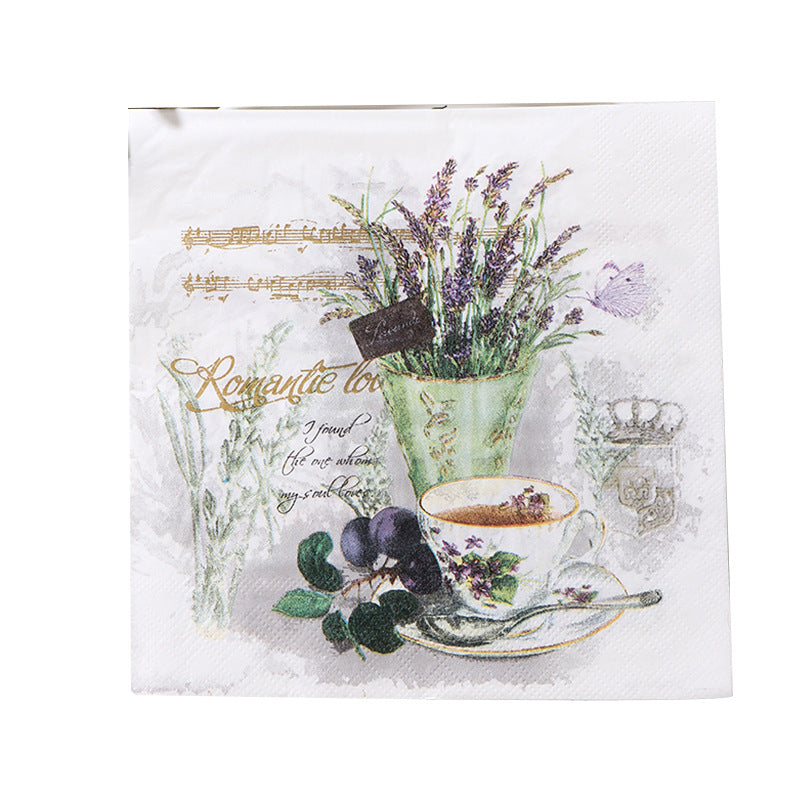 Colorful Lavender Napkin Tissue Set for Coffee Cups, Parties, and Restaurants