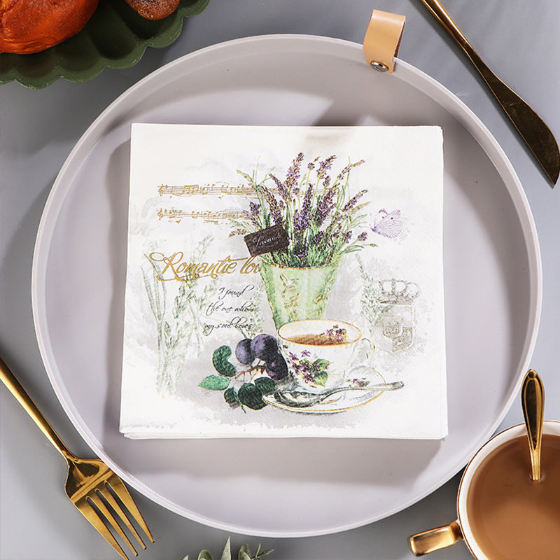 Colorful Lavender Napkin Tissue Set for Coffee Cups, Parties, and Restaurants