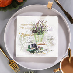 Colorful Lavender Napkin Tissue Set for Coffee Cups, Parties, and Restaurants