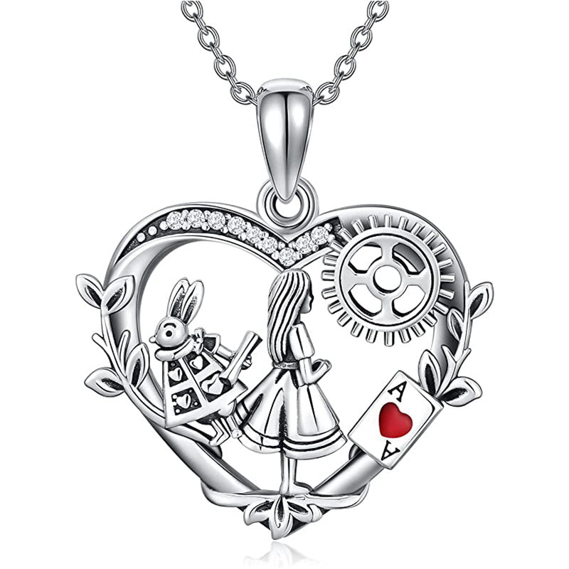 Vintage Rabbit Poker Girl Necklace - Holiday Gift